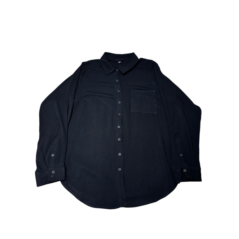 NWT Torrid Black Button‎ Down Long Sleeve Shirt Plus Size Crepe Relaxed Fit